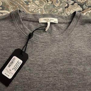 Rag & Bone Kari rib slim tee heather grey